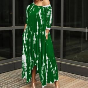 Tie Dye Print Asymmetrical Dress